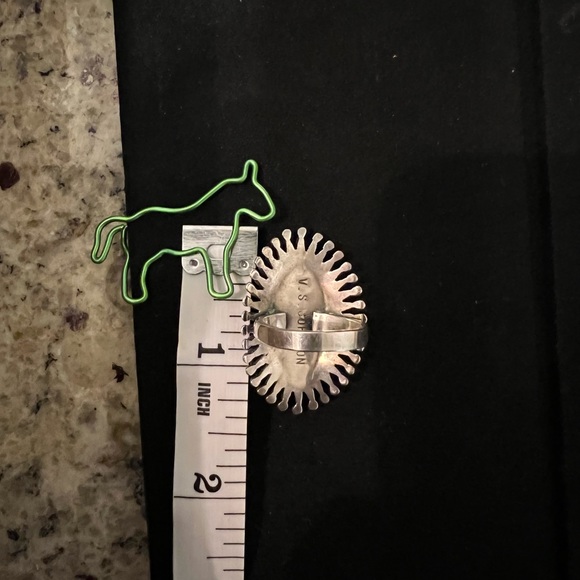 VS Johnson Zuni Needle Point Sterling  Silver Ring Native American Turquoise Sz7 - Picture 2 of 4